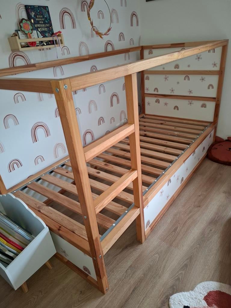 Houten kinderbed - halfhoogslaper Ikea Kura, Ophalen, 90 cm, Eenpersoons, Overige typen