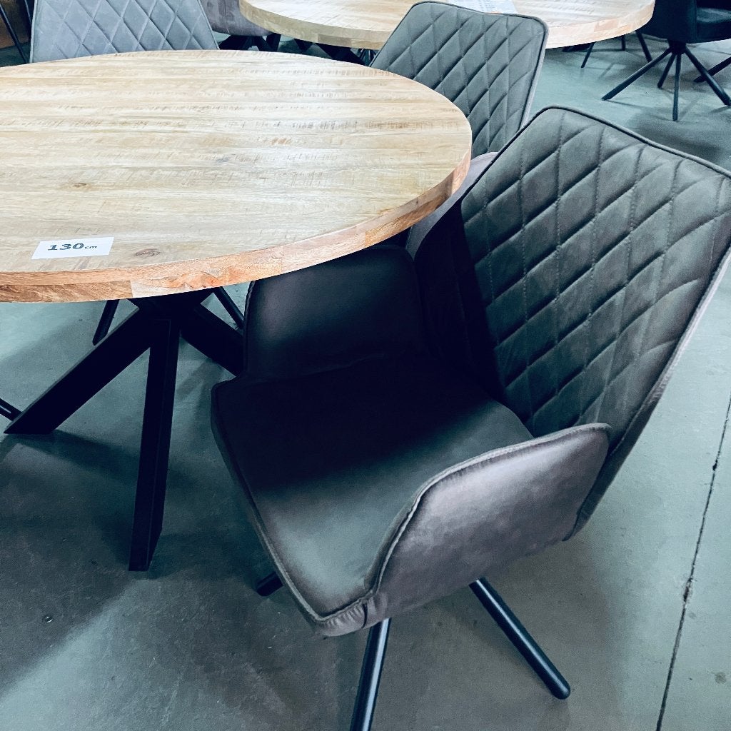 tafel en 4 eetkamerstoelen draaibaar COMPLETE SET NIEUW, Ophalen, Nieuw, Stof, Vier