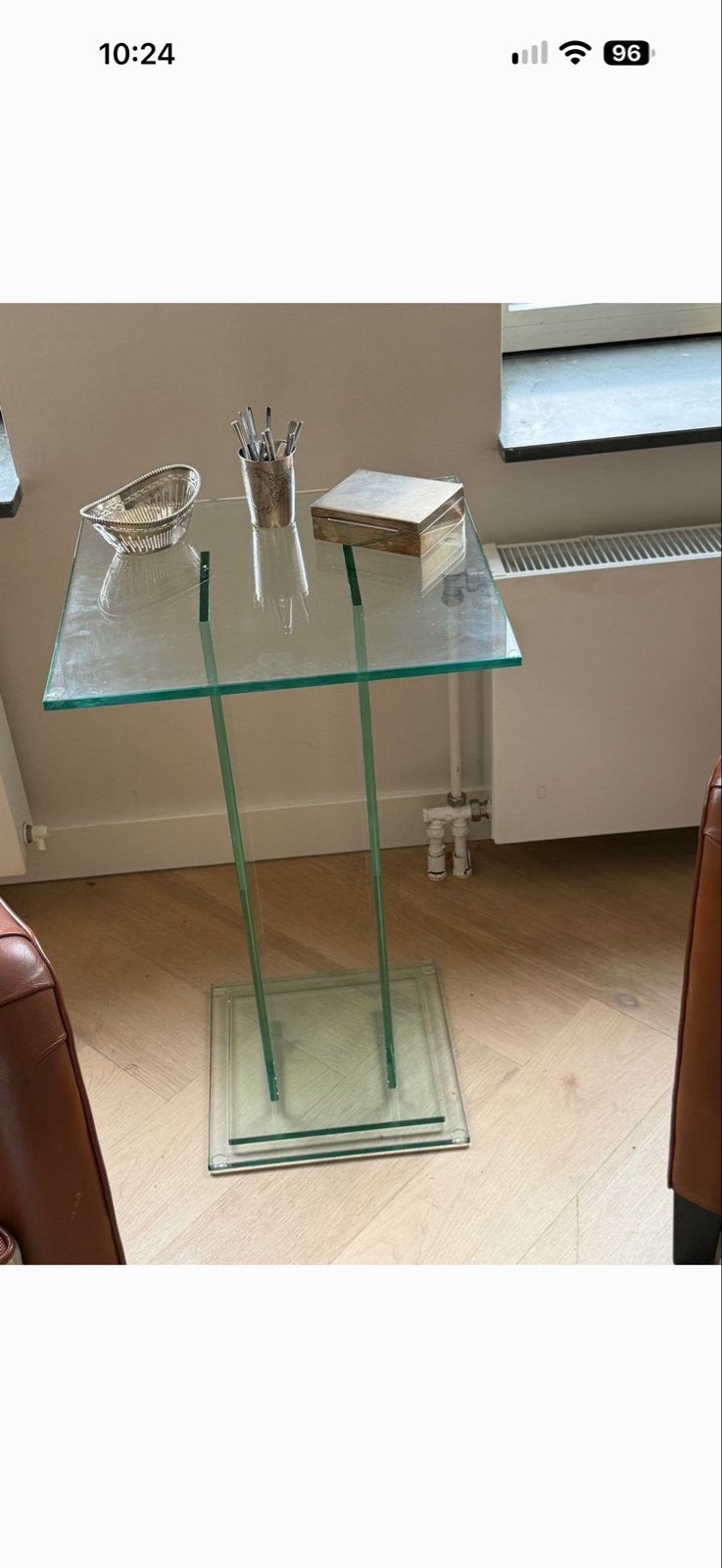 Glazen Dressoir / Bureau / side table + tafeltje, Ophalen, Gebruikt, Glas, 75 cm of meer