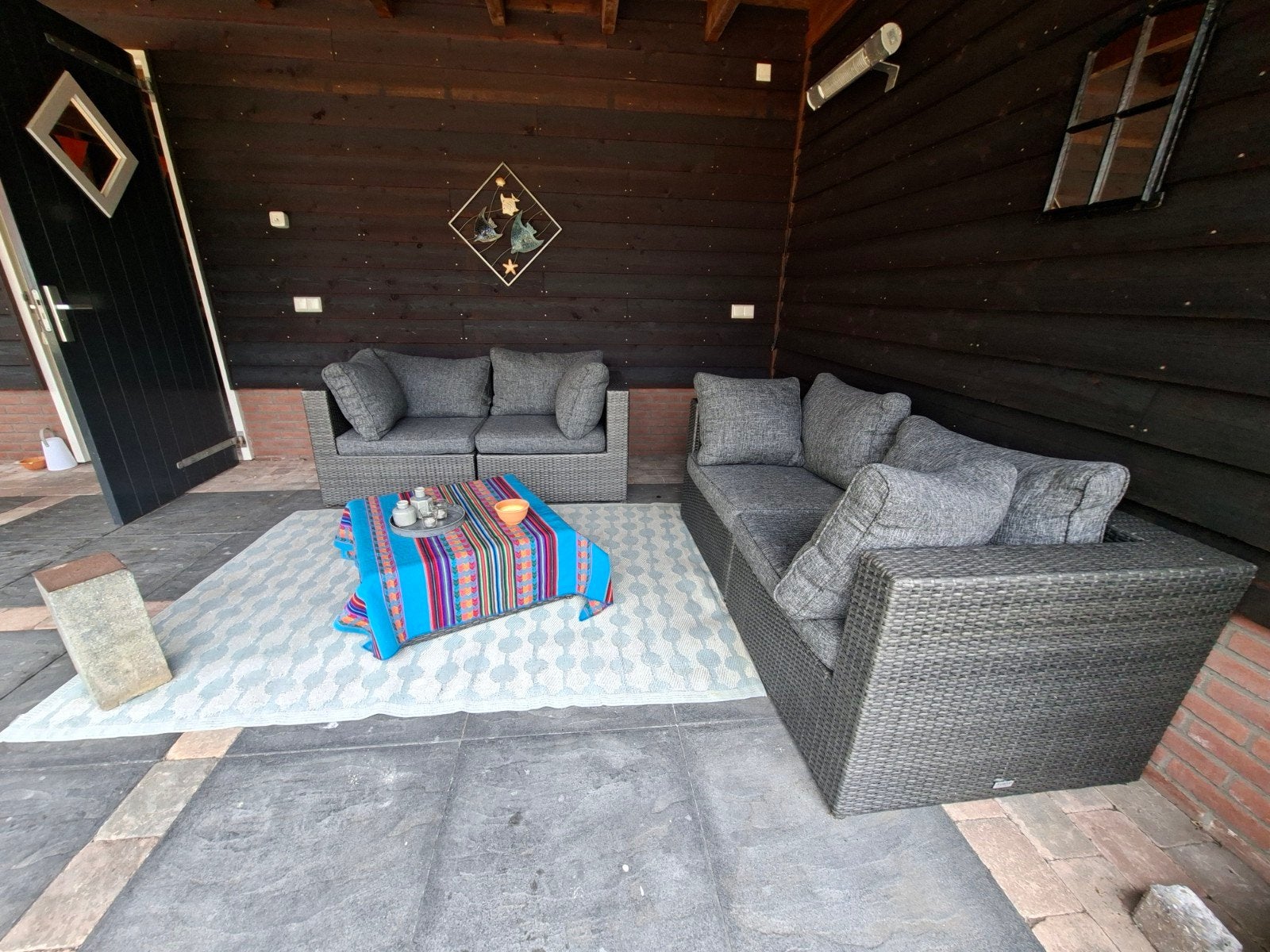 te koop onze tuinset, Ophalen, Kunststof, 6 zitplaatsen, Zo goed als nieuw