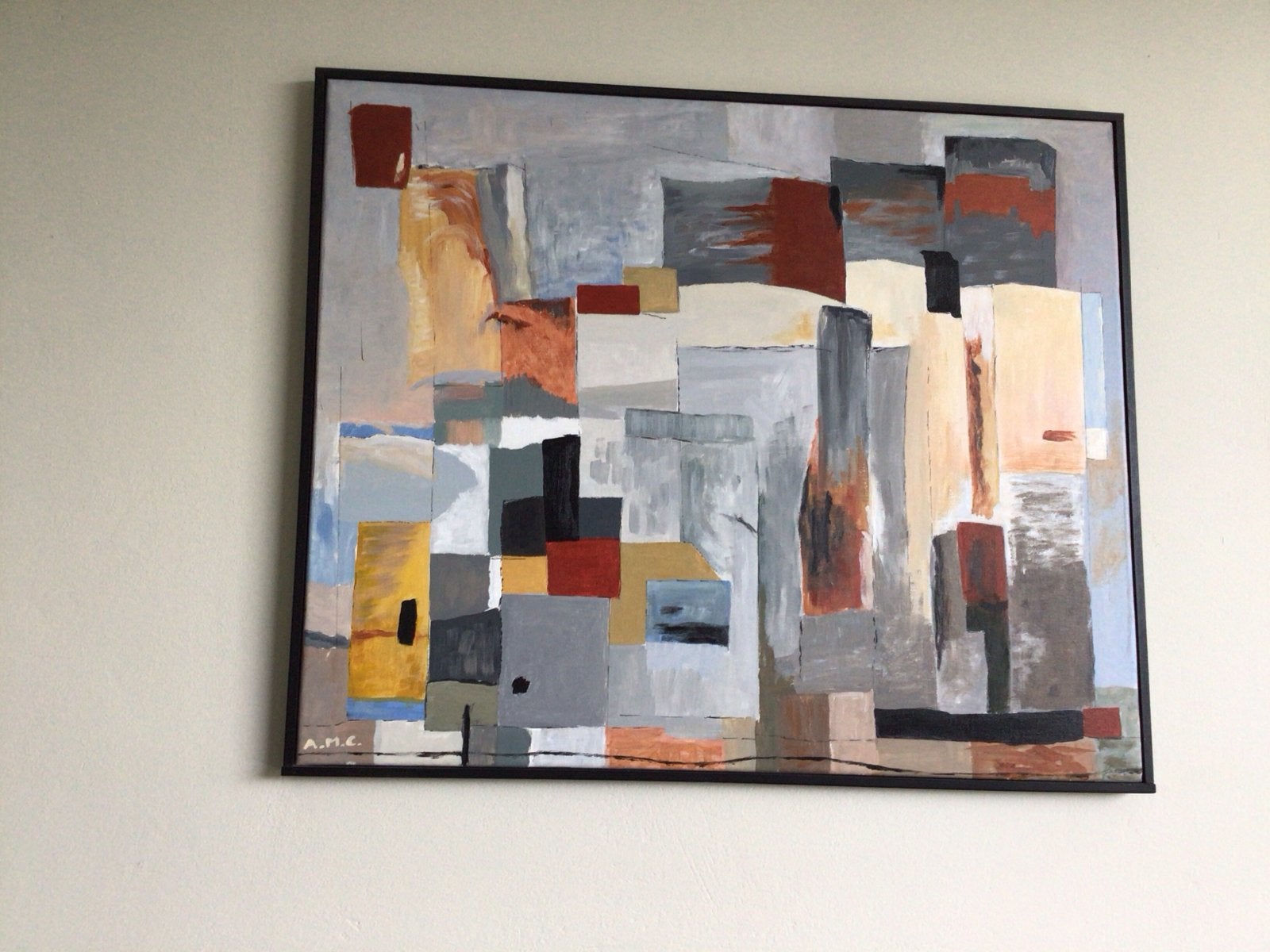 Abstract Schilderij met Geometrische Vormen, Ophalen