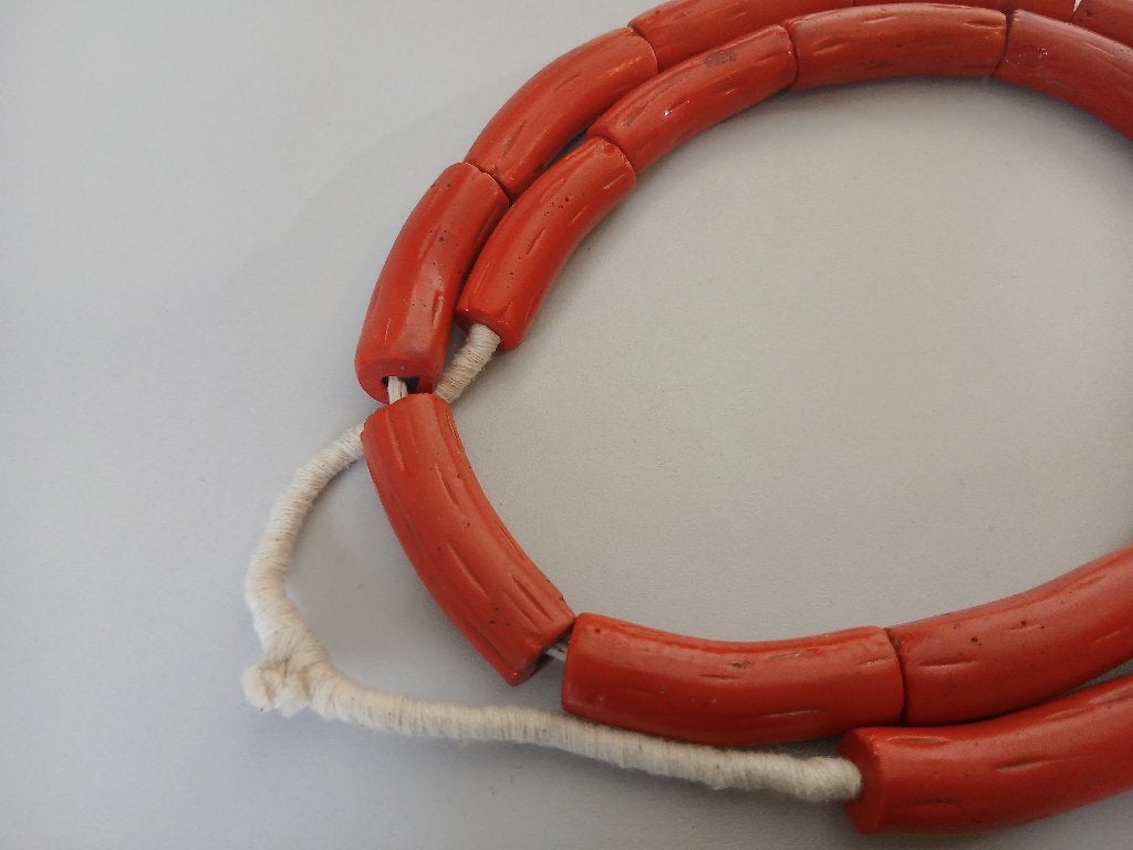 Venetiaans XL faux coral handelskralen, ca 1925 Trade beads, Afrika, Ophalen of Verzenden, Sieraad, Glas