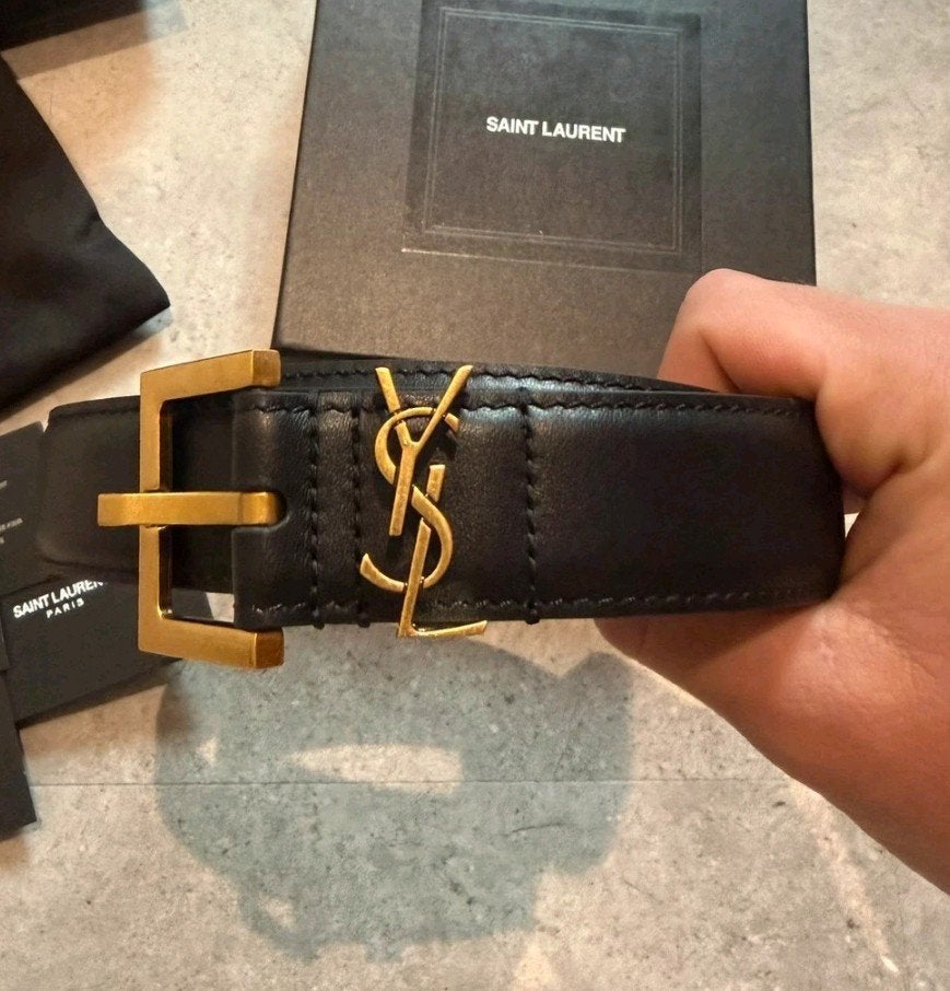zwart goud YS riem, Kleding | Dames, Riemen en Ceinturen, Minder dan 3 cm, 100 cm of meer, Verzenden, Zwart