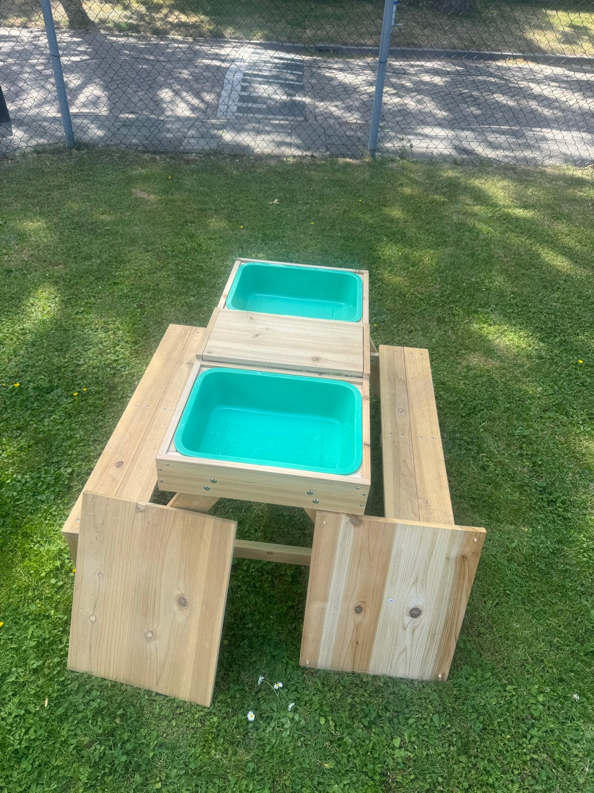 Kinder picknicktafel met water/zandbak, Tuin en Terras, Picknicktafels, Ophalen, Nieuw, Hout, Kinderpicknicktafel