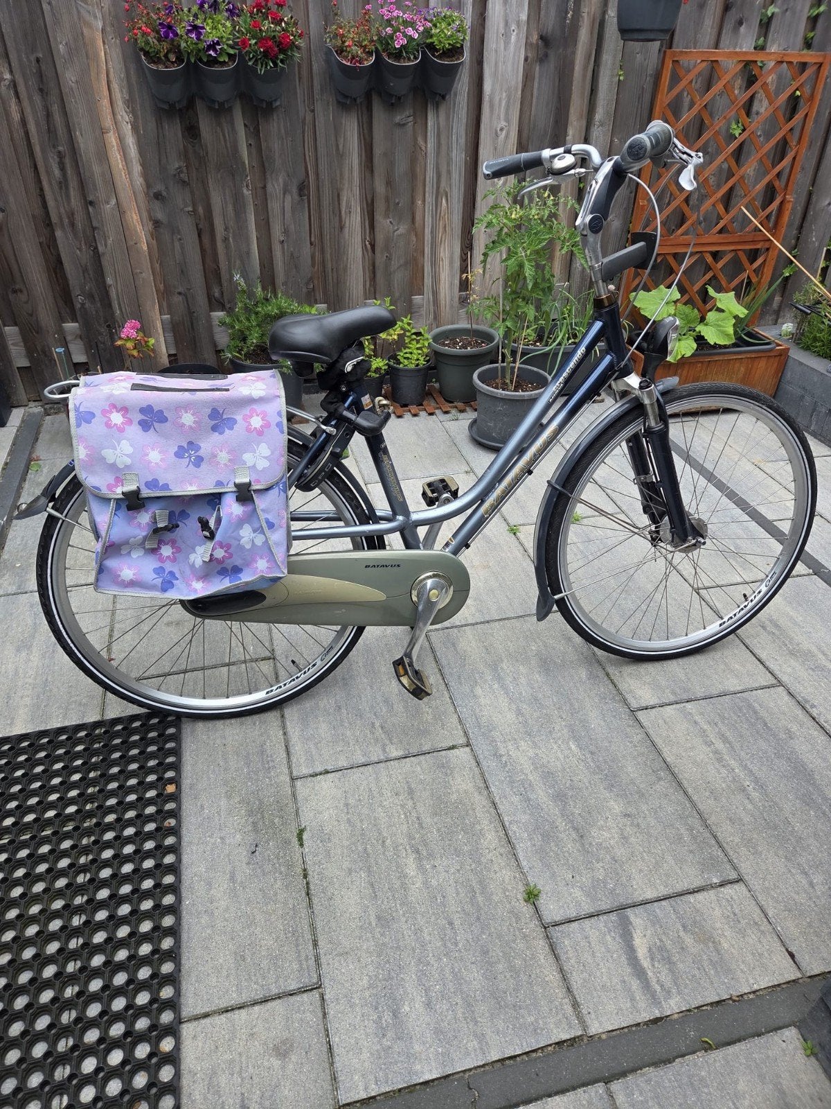 Gebruikte Batavus fiets met fietstassen, Fietsen en Brommers, Fietsen | Dames | Damesfietsen, Ophalen, Gebruikt, Velgrem, Versnellingen