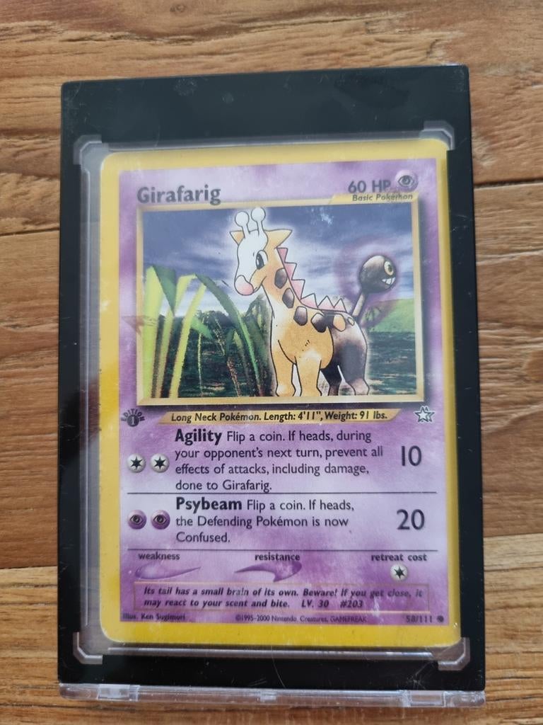 Girafarig Pokémon kaart 1e editie, Ophalen, Gebruikt, Losse kaart, Foil
