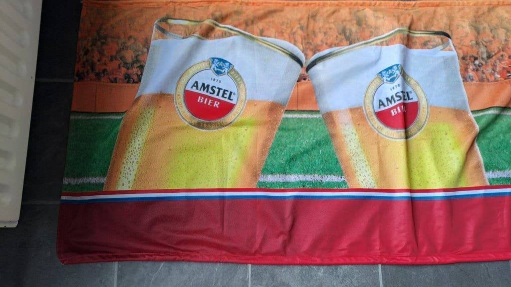 Amstel Bier Live Voetbal Reclamebanner, Verzamelen, Biermerken, Ophalen of Verzenden, Zo goed als nieuw, Glas of Glazen, Amstel