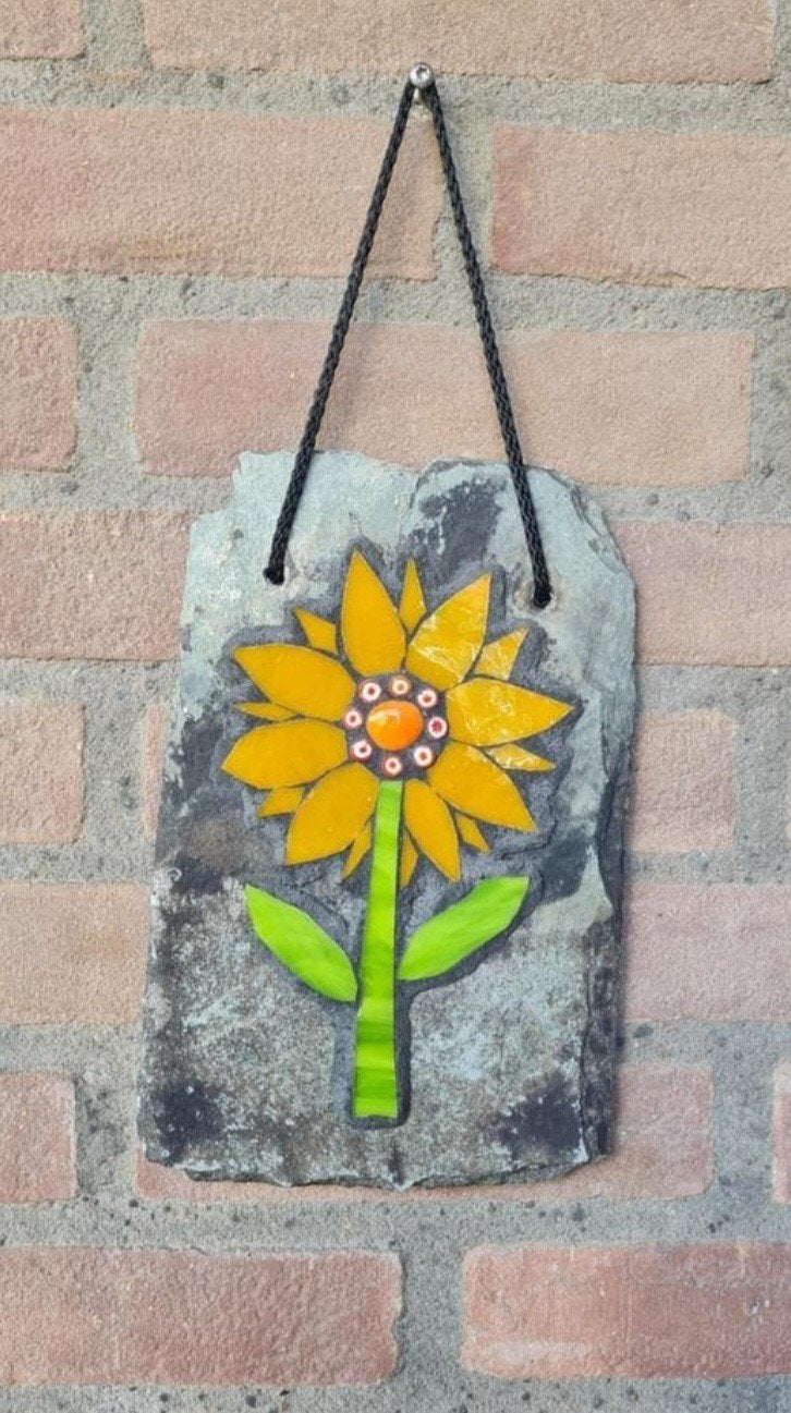 Handgemaakt mozaïek zonnebloem wanddecoratie, Nieuw, Meerkleurig, Knutselwerk, Natuur en Bloemen
