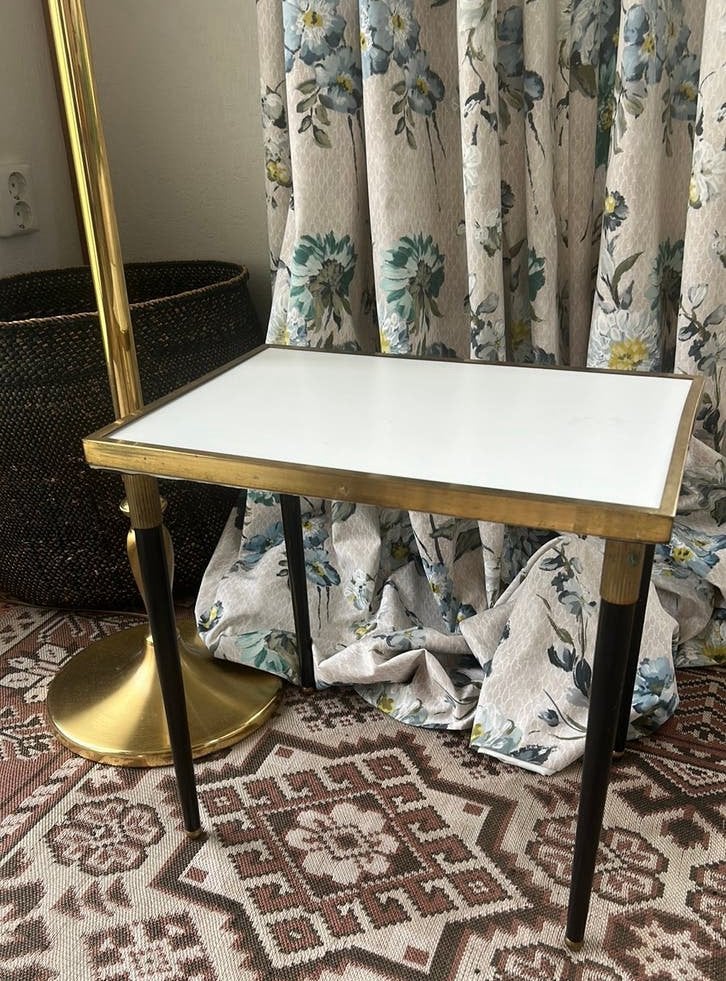Vintage messing frans bijzettafeltje paris urban chique, Ophalen, Rond, Minder dan 50 cm, Zo goed als nieuw