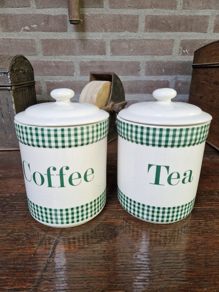 vintage Douwe Egberts koffie en thee voorraadpotten, Antiek en Kunst, Ophalen of Verzenden