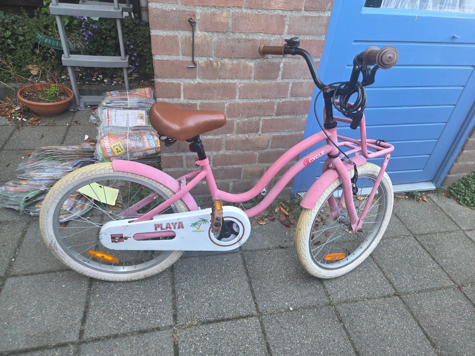 Roze kinderfiets met defecte handrem (20inch), Ophalen, Gebruikt, Terugtraprem, 20 inch of meer