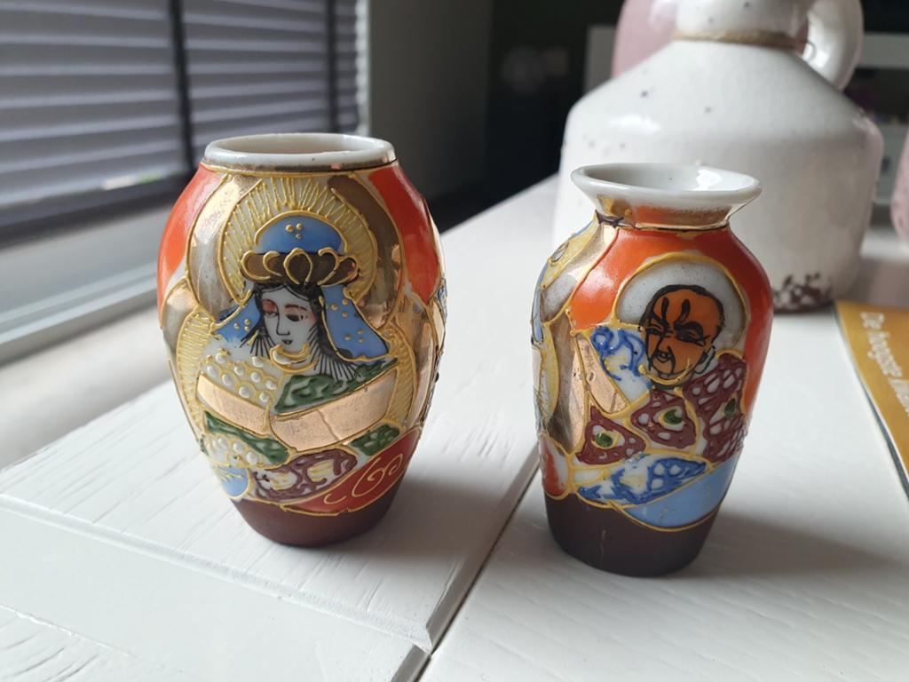 Set van 2 Antieke Japanse Satsuma Vazen - Handgeschilderd, Ophalen of Verzenden