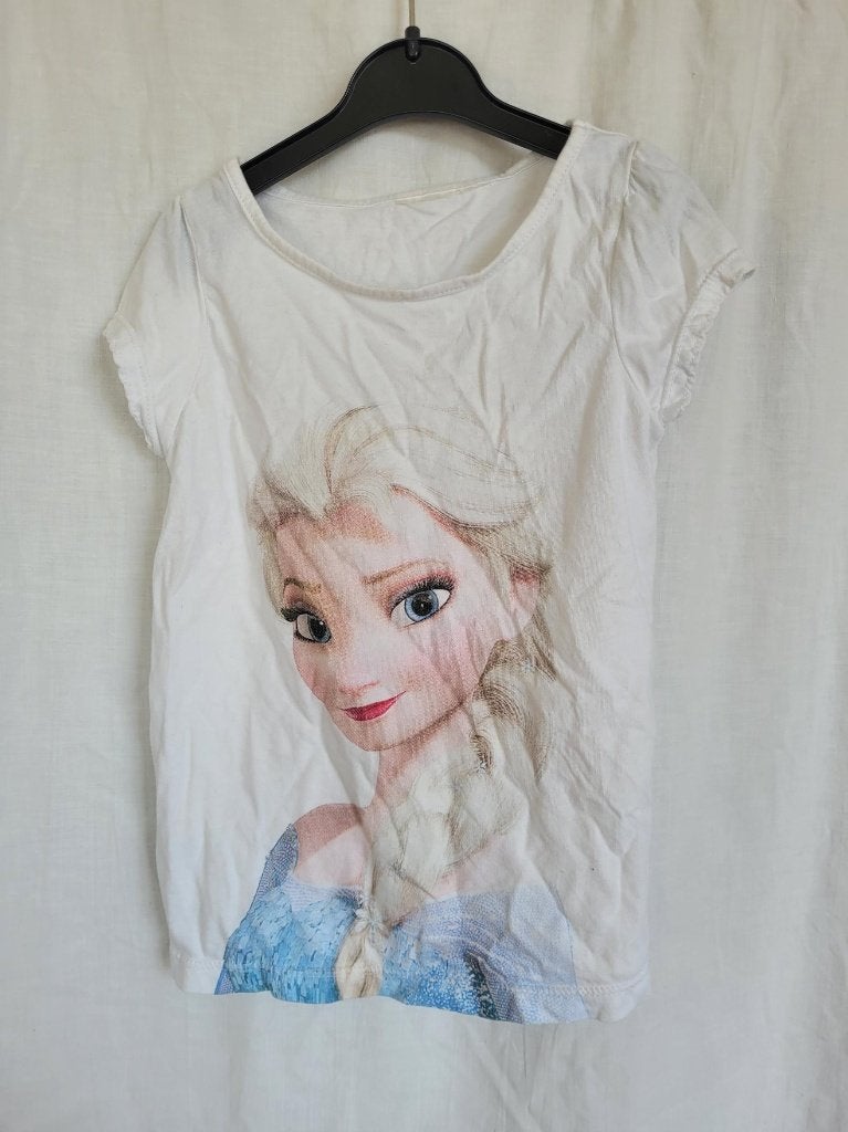 Wit t-shirt met Elsa mt 122, Meisje, ., Ophalen of Verzenden, Zo goed als nieuw