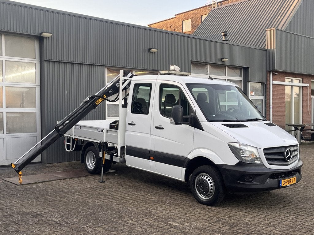 Mercedes-Benz Sprinter 513cdi 130pk DC Laadkraan Hiab 017T A, Auto's, Automaat, Stof, 4 cilinders, Wit