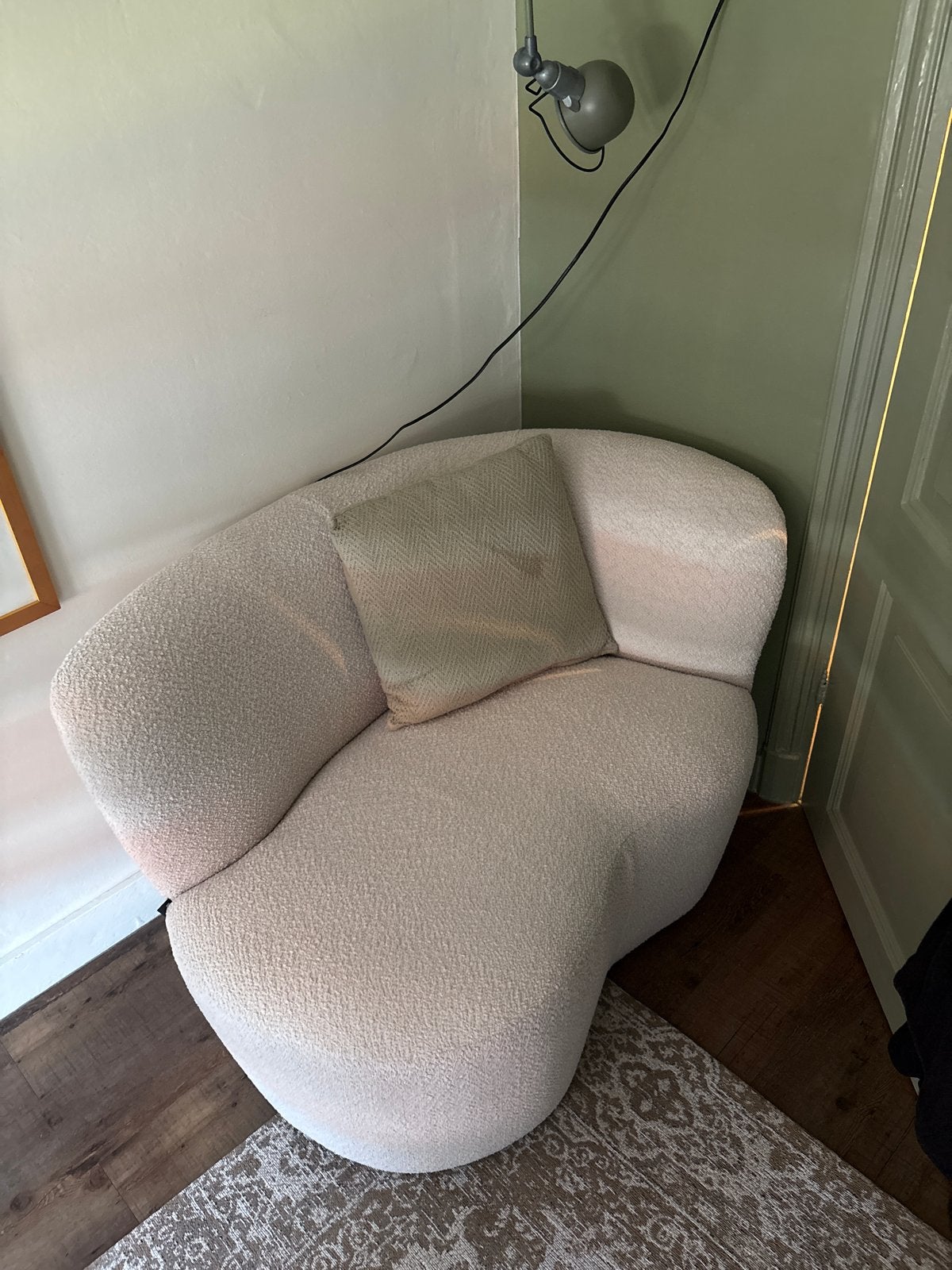 WOOOD Fauteuil Stone Crème Bouclé Stof - Links, Ophalen, Nieuw, 75 tot 100 cm, 100 tot 125 cm