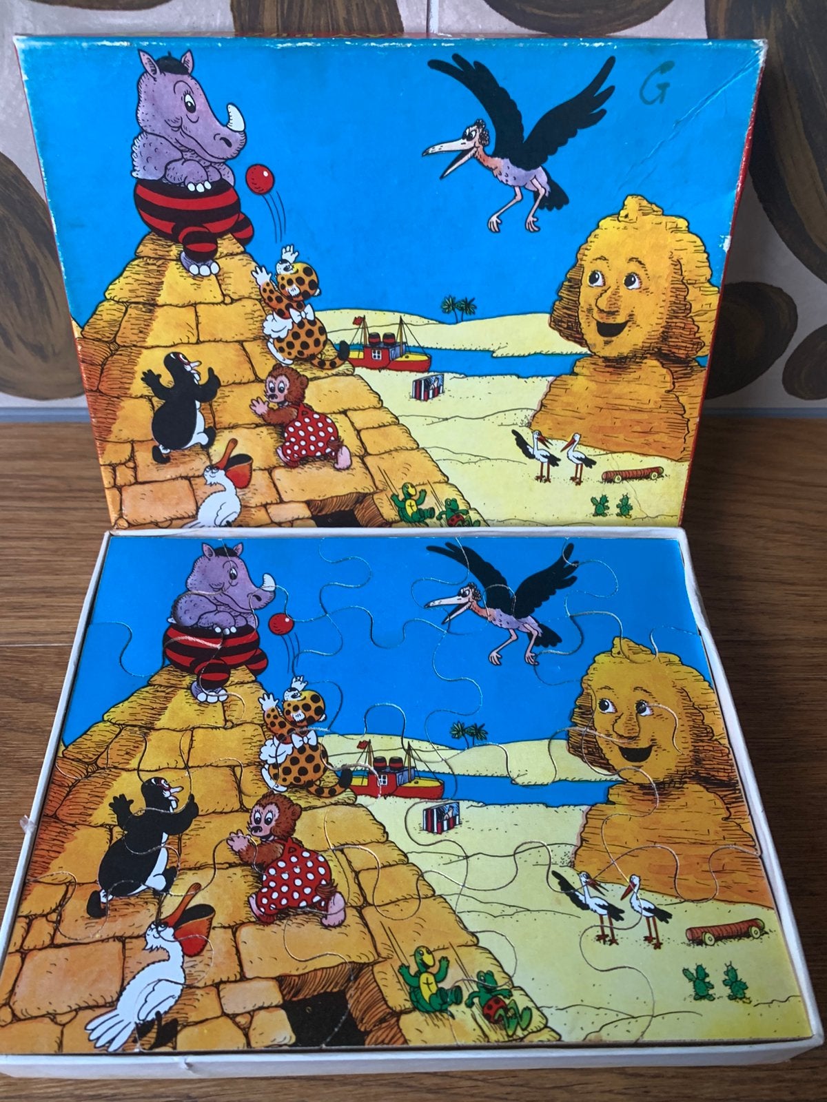 Pol, Pel en Pingo op een piramide puzzle, Ophalen of Verzenden, 10 tot 50 stukjes, Gebruikt, 6 jaar of ouder