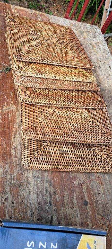 Set van 4 rotan placemats, Overige typen, Ophalen of Verzenden, Natuurlijk materiaal, Zo goed als nieuw