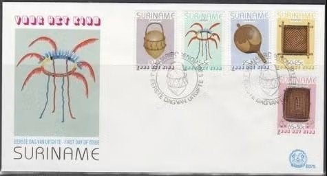 Suriname 1983 - FDC E75 - Surinaamse gebruiksvoorwerpen, Verzenden, Gestempeld