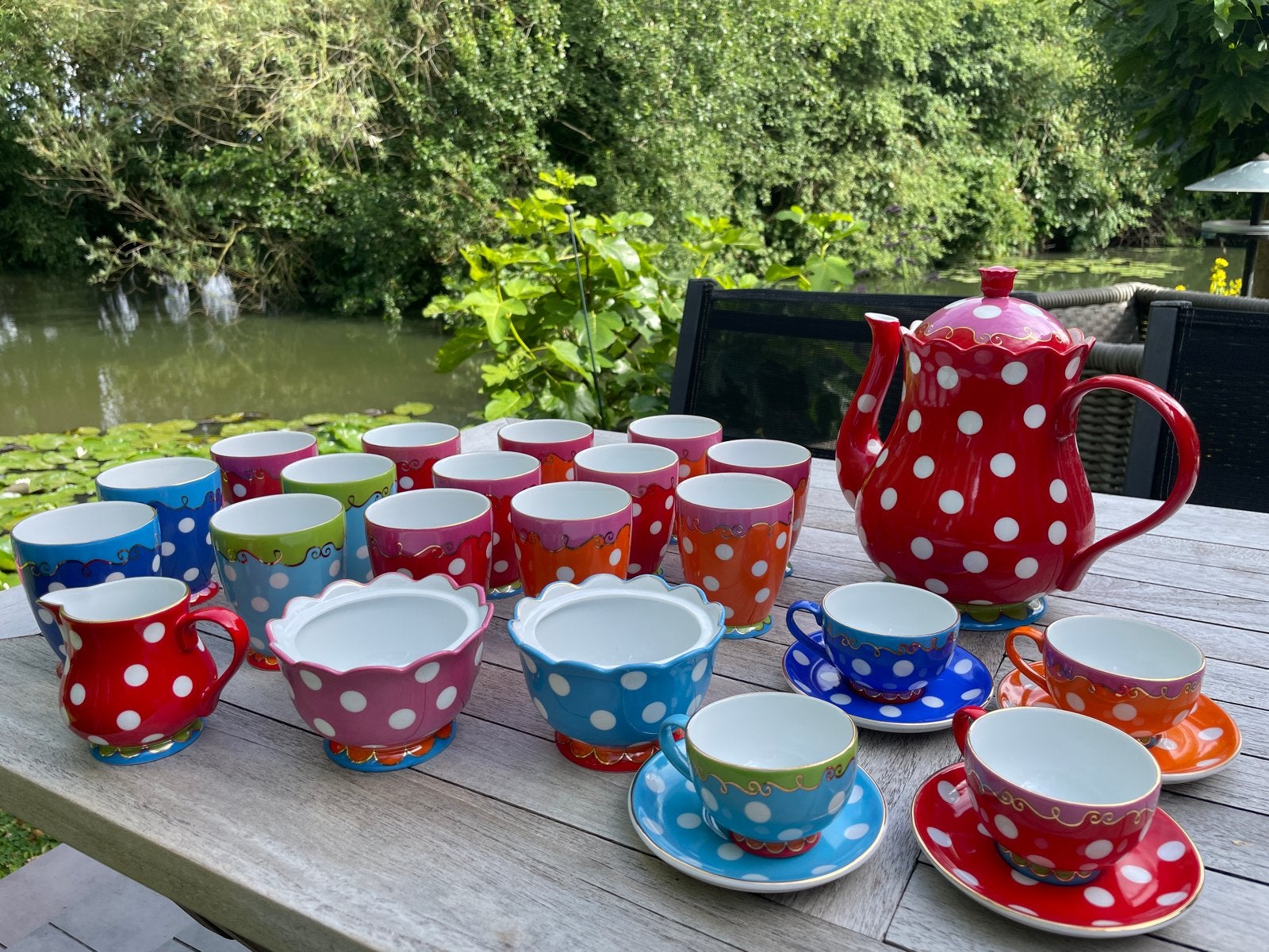Olily servies - Kleurrijk en vrolijk servies met stippen, Overige merken, Keramiek, Ophalen of Verzenden, Zo goed als nieuw