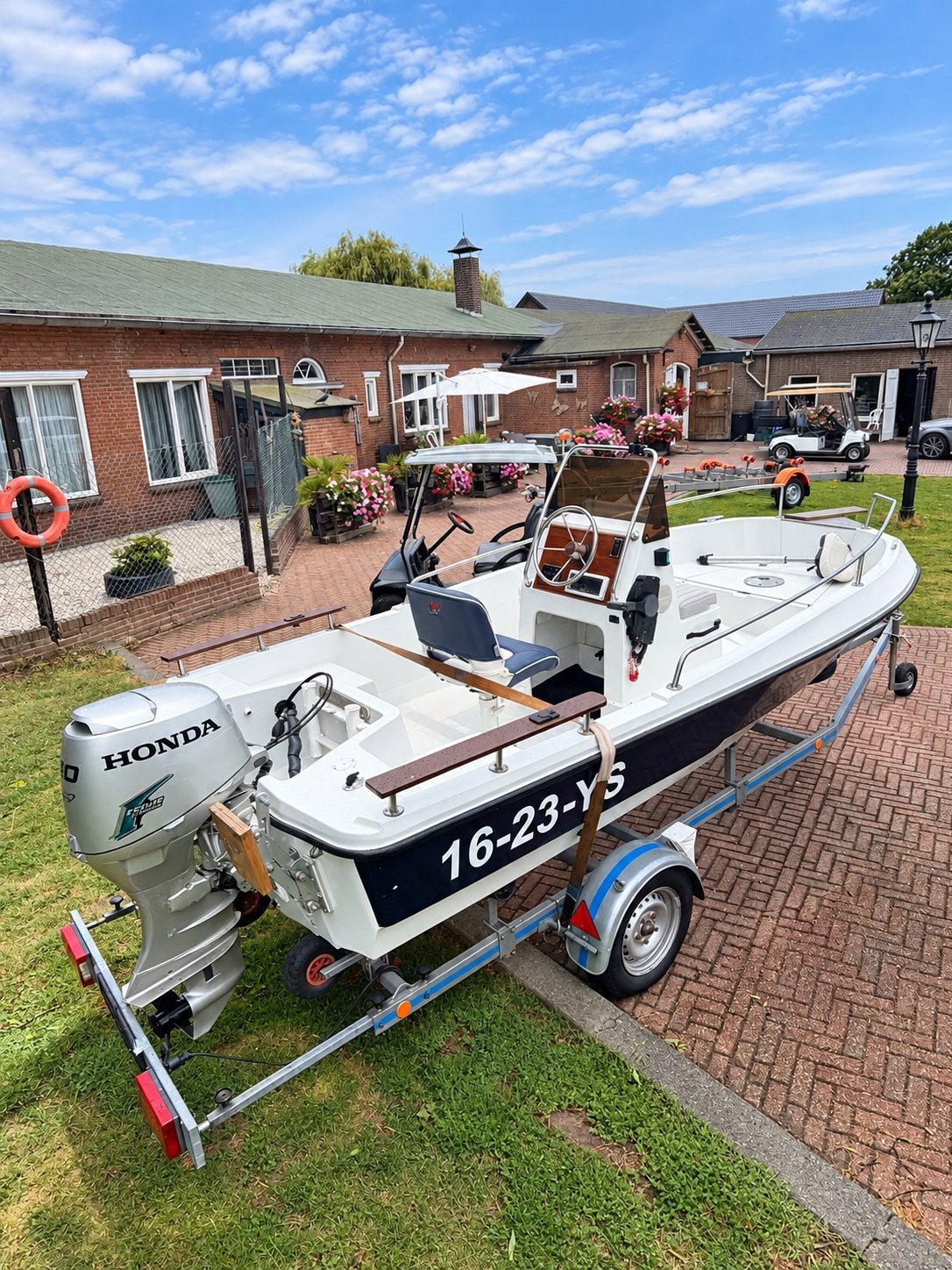 Elan 450 honda 40pk nieuwstaat koopje weg ia weg! € 5750,-, Watersport en Boten, Ophalen, Zo goed als nieuw, Elektrische start