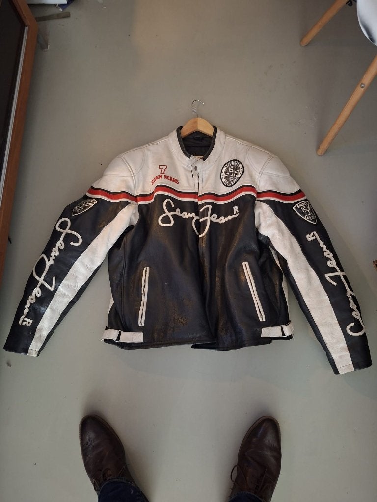 Sean Jeans Leren Motorjas  3 x XL, Wit, Overige maten, Ophalen of Verzenden, Zo goed als nieuw