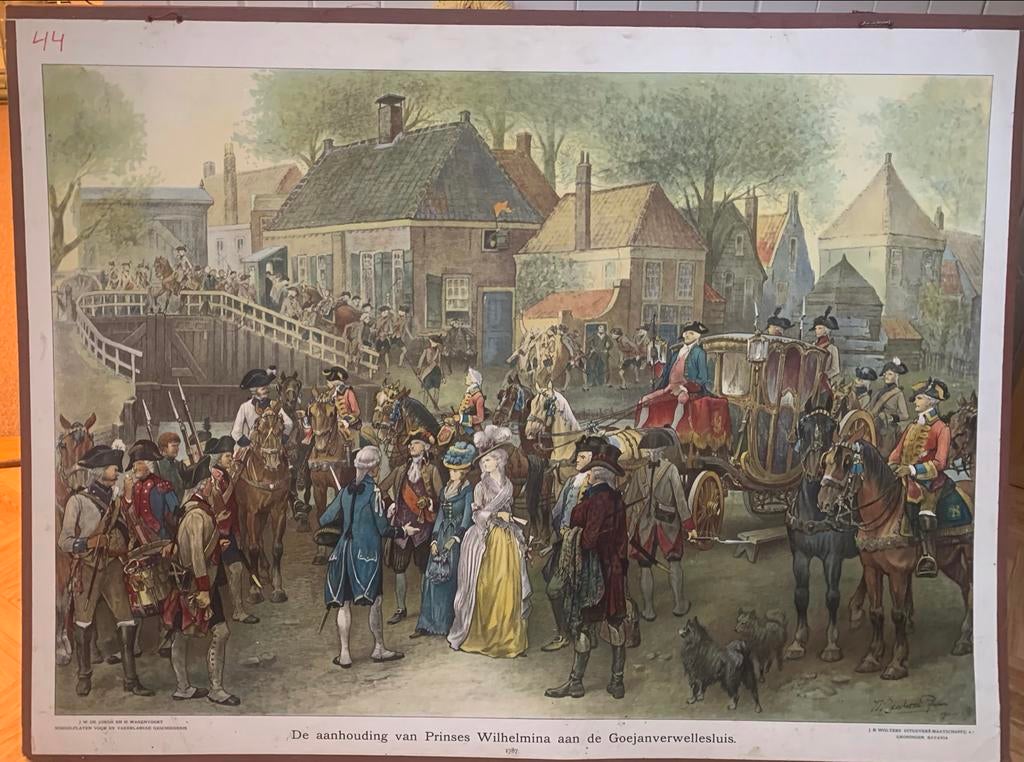 2 Antieke schoolplaten Wolters' Groningen, Batavia 107x81cm, Antiek en Kunst, Antiek | Schoolplaten, Ophalen, Geschiedenis