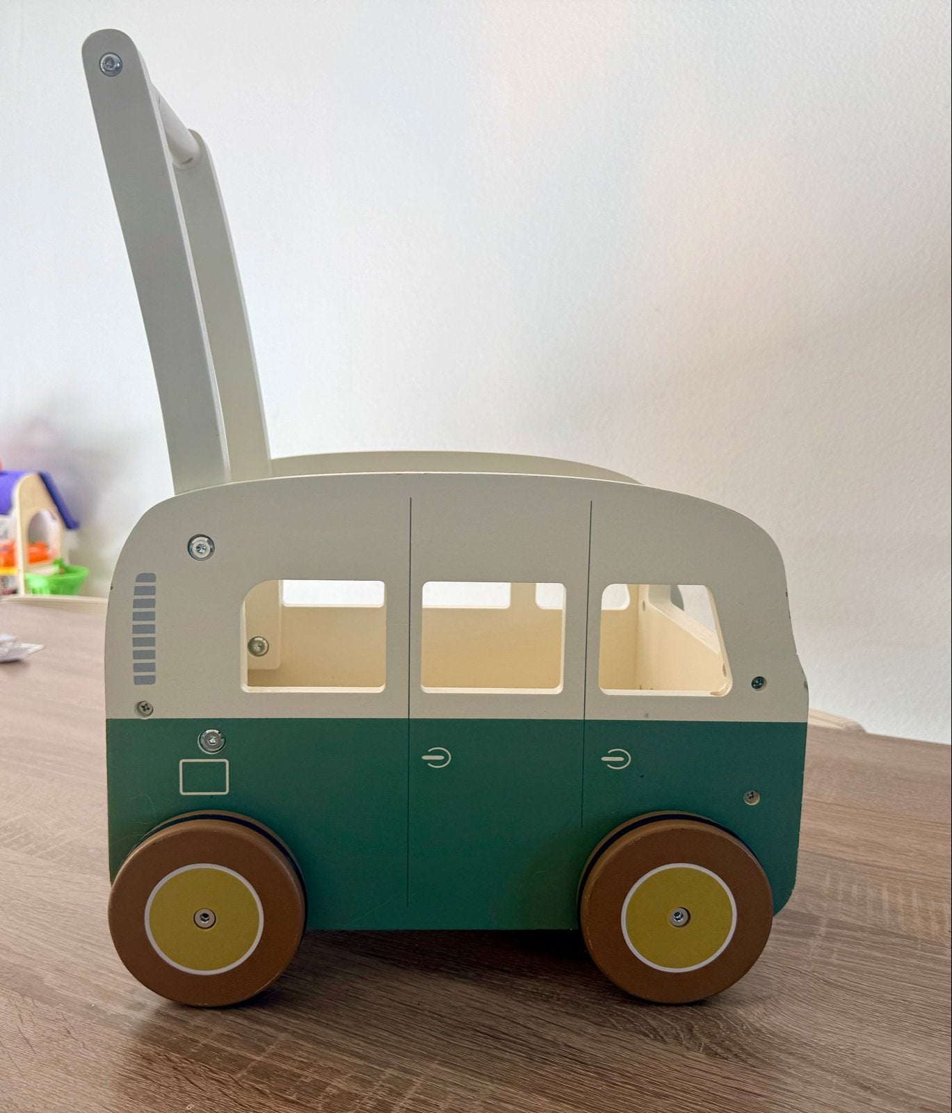 Little Dutch Vintage Loopwagen - Groen/Wit Busje Hout, Kinderen en Baby's, Ophalen, Gebruikt, Duw- of Trekspeelgoed
