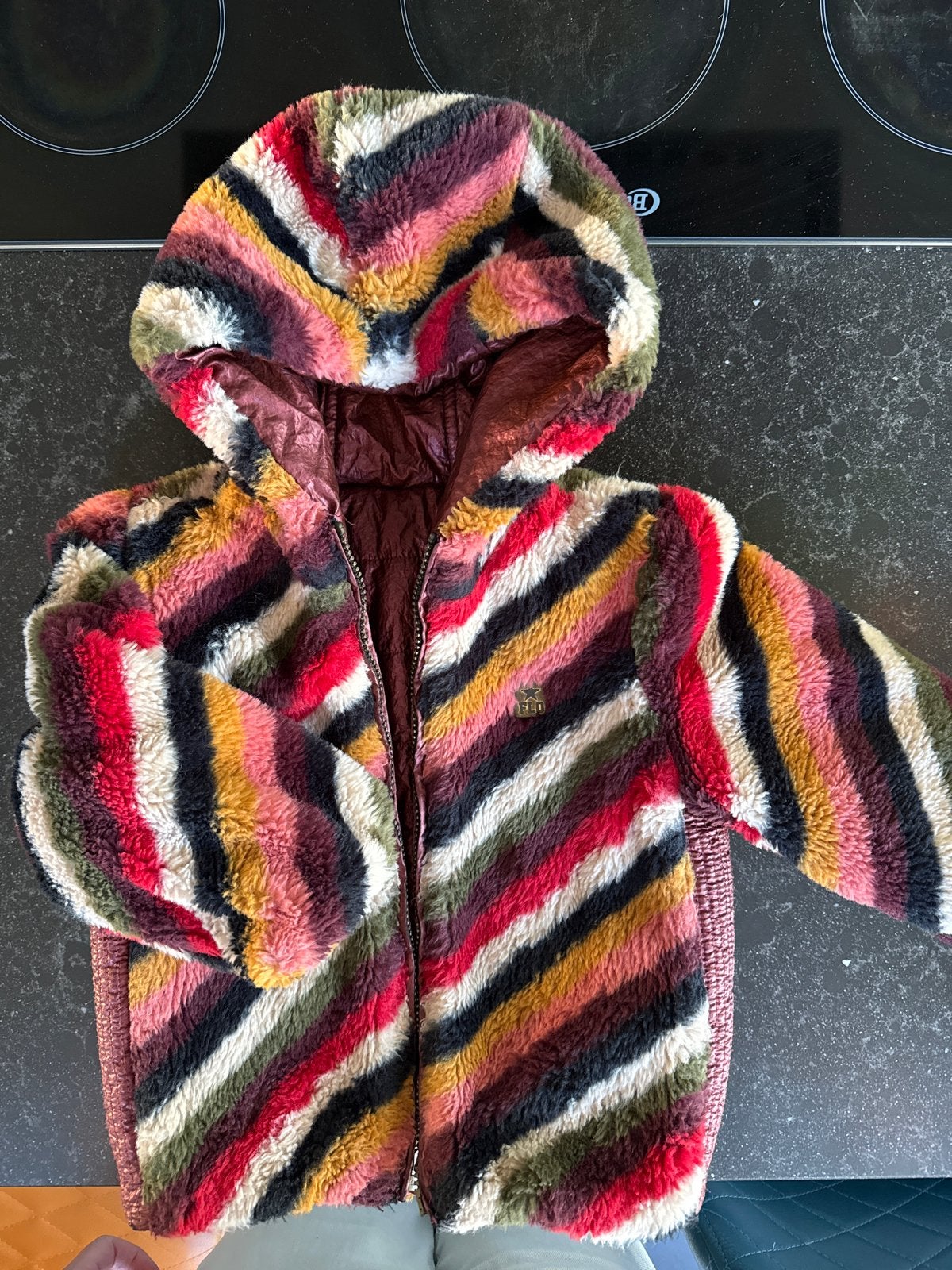 FLO Reversible Winterjas / Teddyjas Maat 104/110, Ophalen of Verzenden, Gebruikt, Meisje, Jas