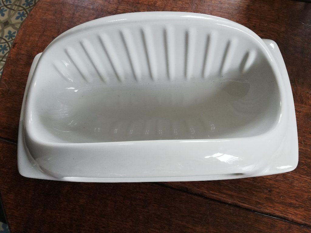 Grote Vintage inbouw zeepbak met handgreep / ophang handdoek, Ophalen
