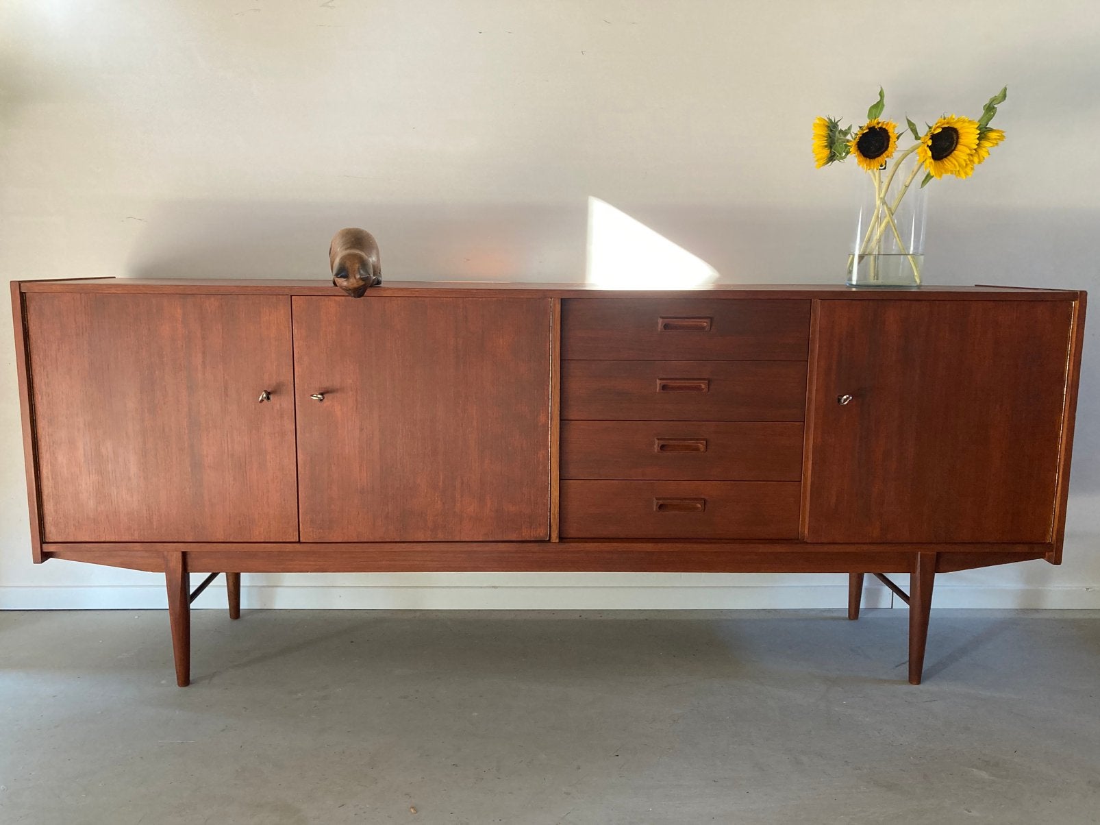 Midcentury vintage Deens design teak dressoir, Ophalen, Gebruikt, Met deur(en), Teakhout