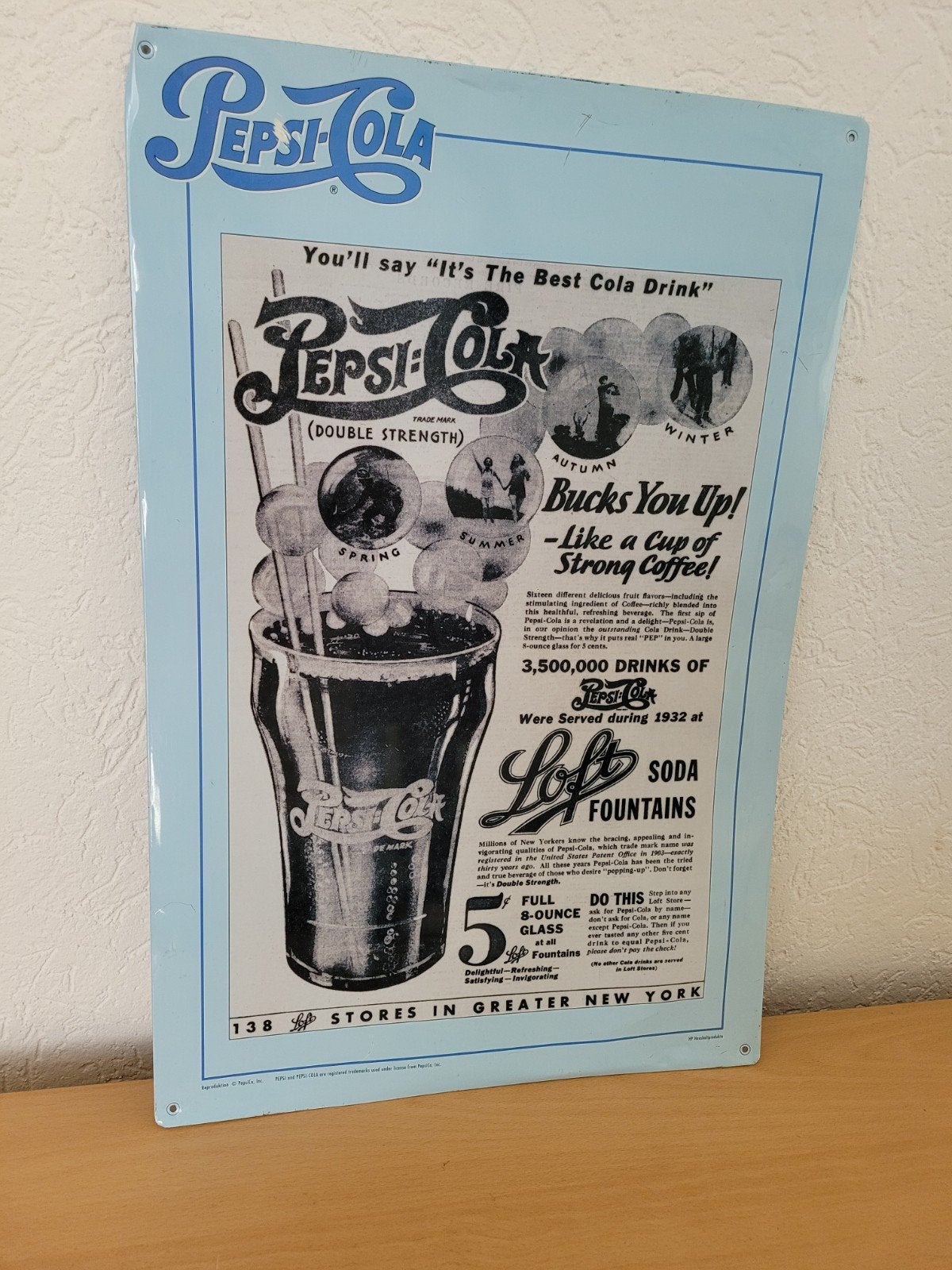 Vintage Pepsi Cola reclamebord, Ophalen of Verzenden, Gebruikt, Reclamebord