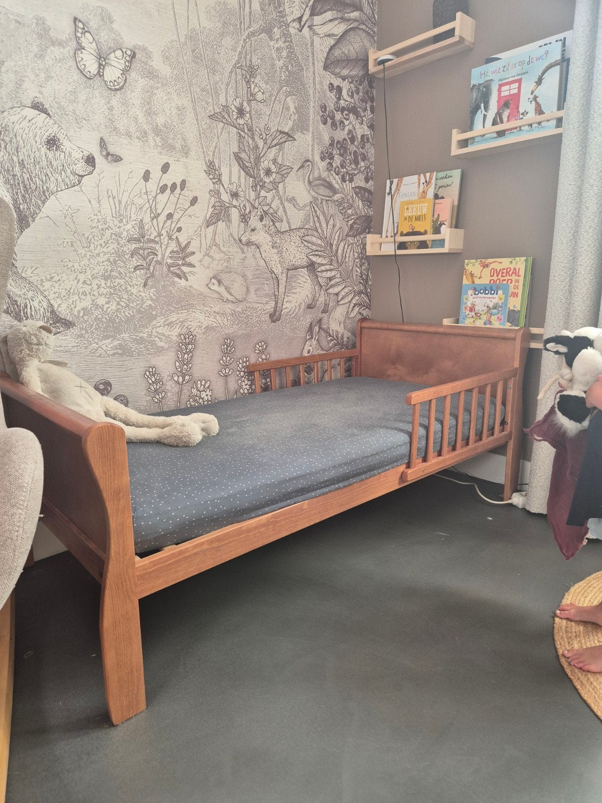 Woodies peuterbed met lattenbodem en matras, Gebruikt, 70 tot 85 cm, 160 tot 180 cm, Ophalen