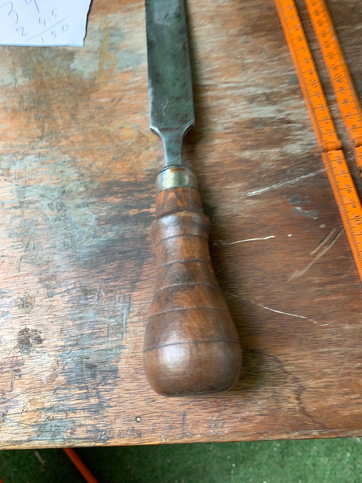 Mooie oude nooitgedagt steekbeitel 32mm 184+heft=306mm l, Antiek en Kunst, Antiek | Gereedschap en Instrumenten, Ophalen of Verzenden