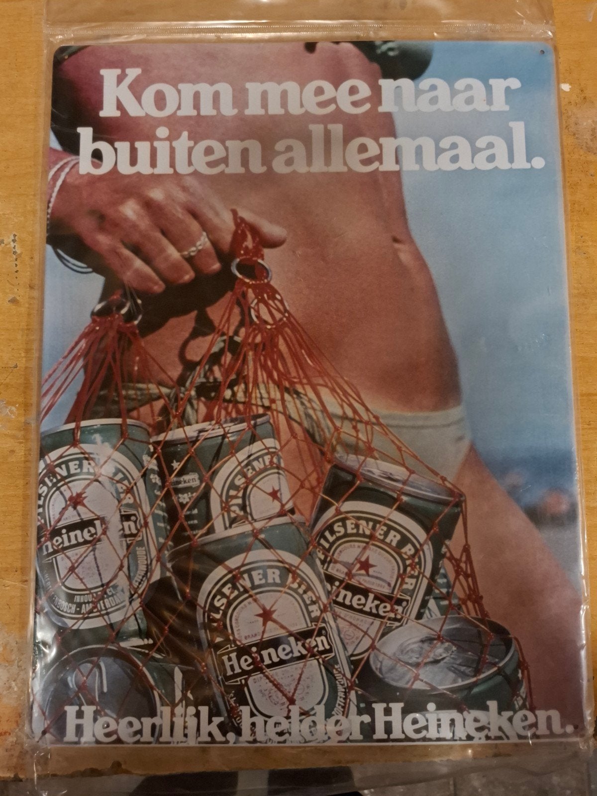 Vintage Heineken Reclamebord Metaal 30x40 cm, Verzamelen, Ophalen of Verzenden, Gebruikt, Reclamebord