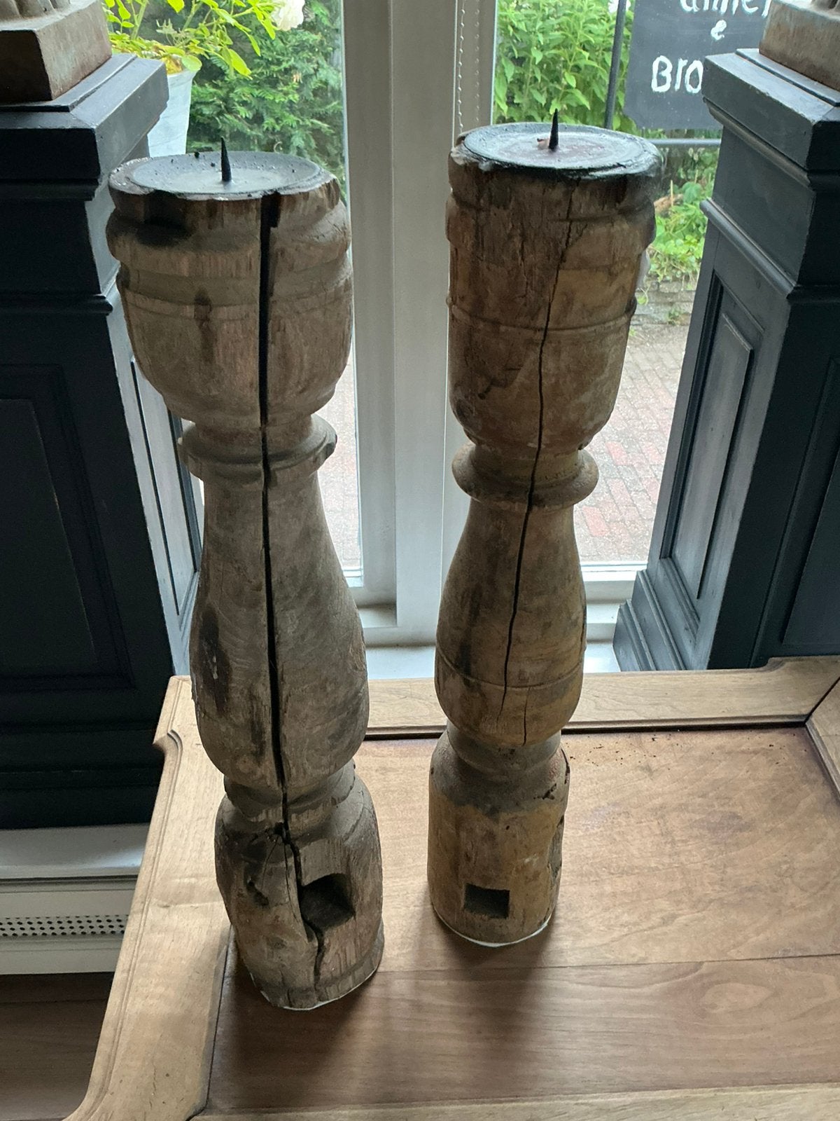 2 grote landelijke kandelaars, Antiek en Kunst, Ophalen