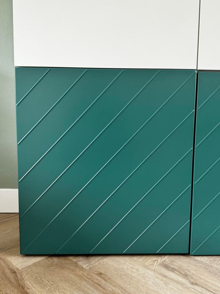 Ikea Besta deuren 3 stuks - Groen met diagonaal patroon, Ophalen of Verzenden, Zo goed als nieuw