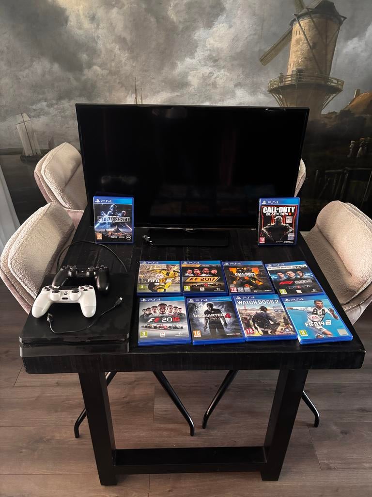 Complete PlayStation 4 Slim set met Samsung Smart TV en 10 g, Ophalen, Gebruikt, Vanaf 18 jaar, Overige genres