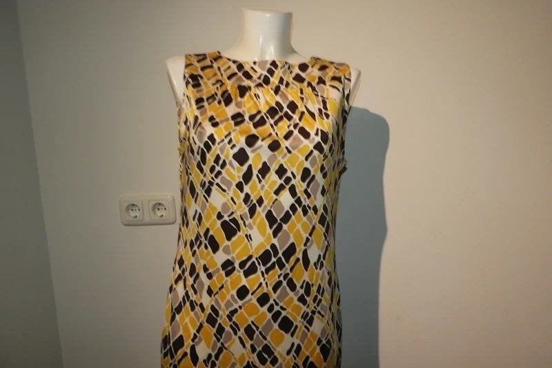 Tory Burch beeldige jurk zijde kleurrijke print merk lip M, Maat 38/40 (M), Verzenden, Geel, Tory Burch