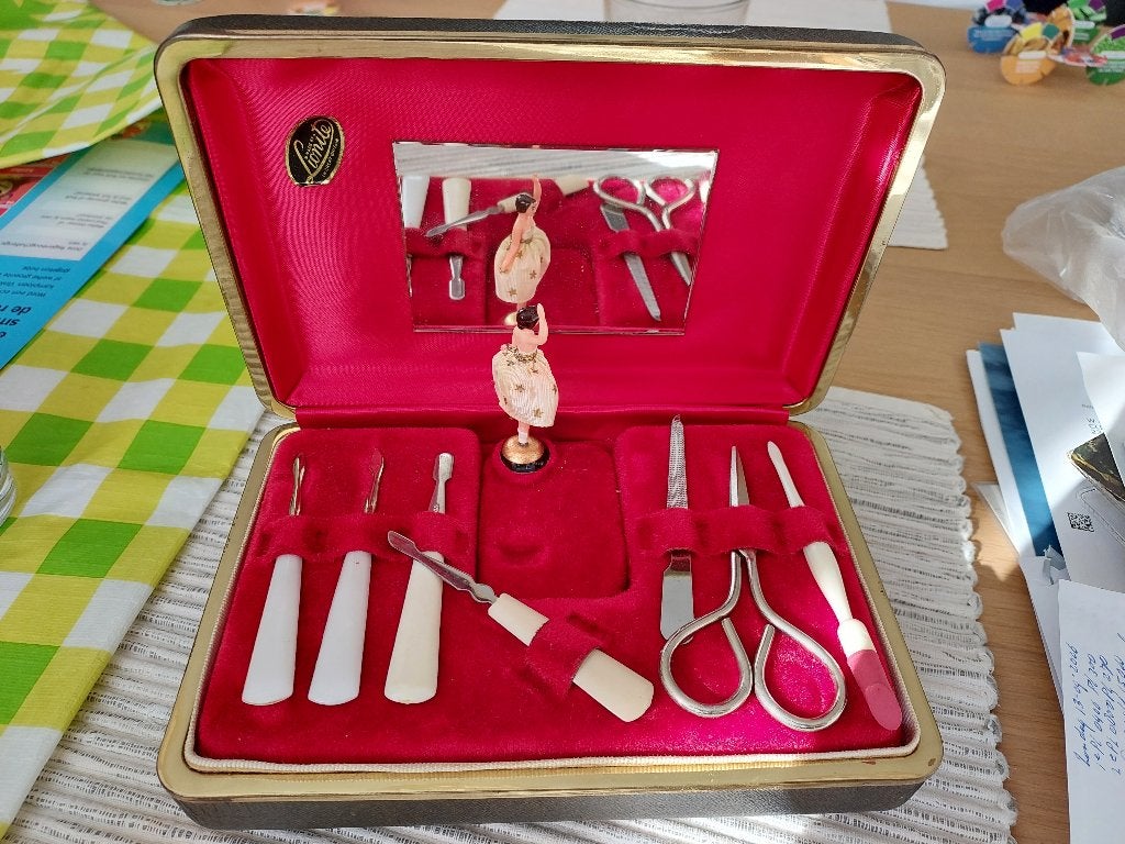 SPEELDOOS NAGELSET JUWELENDOOS DANSERES JAREN 50-60 NIEUWSTA, Ophalen of Verzenden, Huis en Inrichting