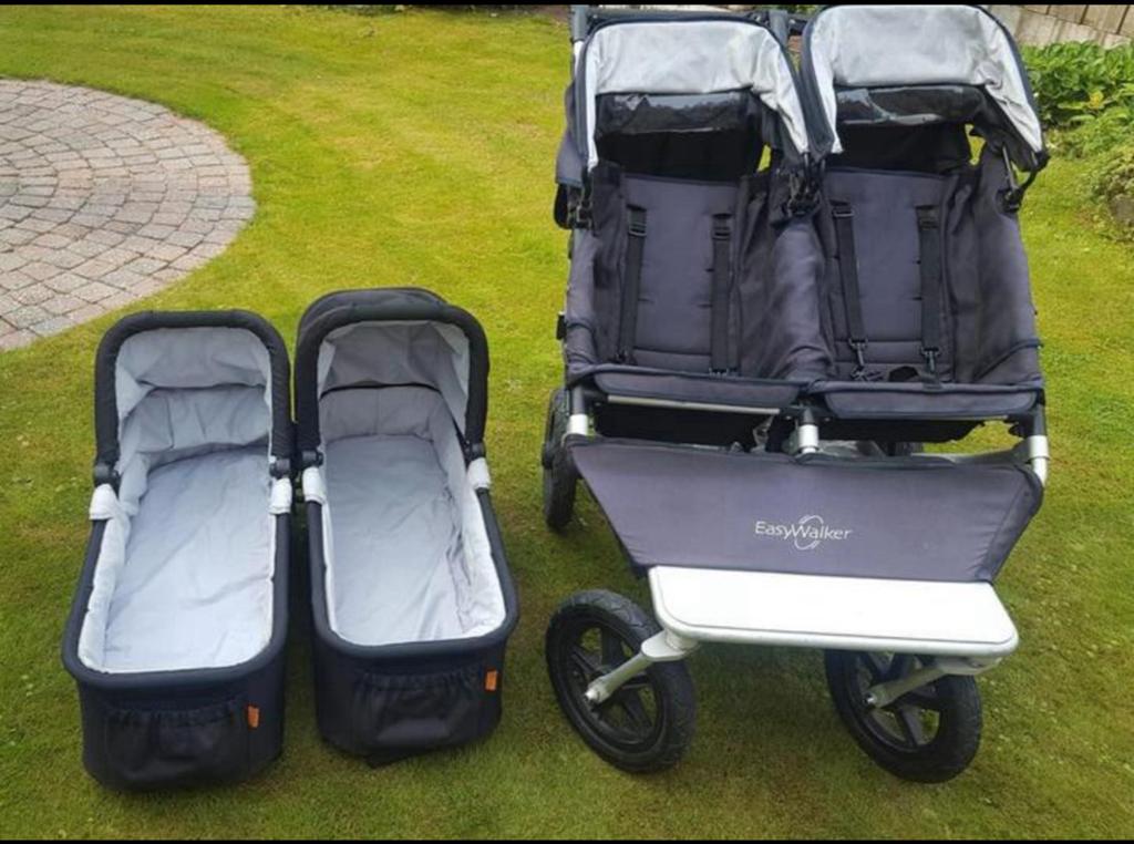 Easywalker Duo tweeling kinderwagen met reiswiegen, Ophalen of Verzenden, Gebruikt
