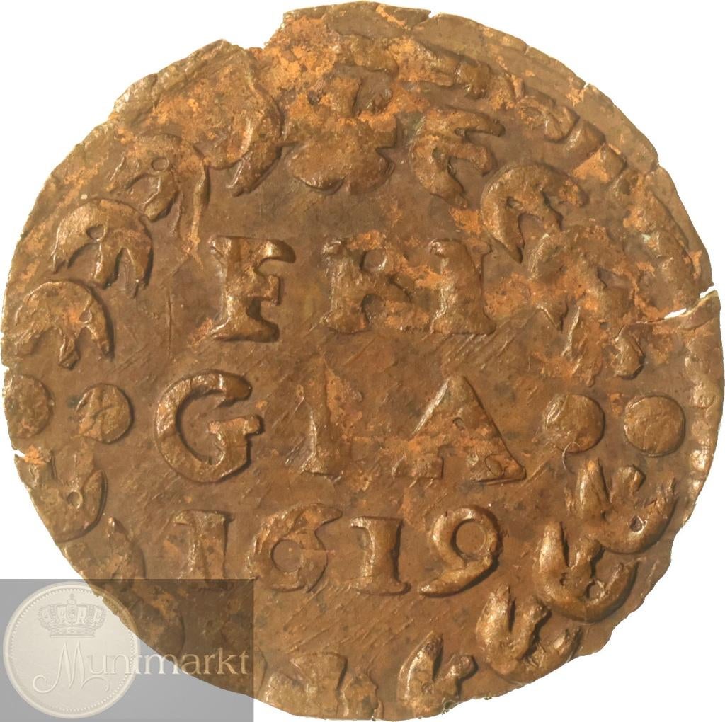 Reckheim - Duit 1619, Postzegels en Munten, Munten | Nederland, Ophalen of Verzenden, Vóór koninkrijk, Overige waardes, Losse munt