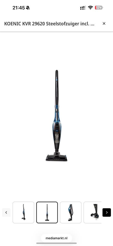 Koenic KVR 29620 Steelstofzuiger - Gebruikt, Witgoed en Apparatuur, Stofzuigers, Ophalen, Gebruikt, Reservoir, Minder dan 1200 watt