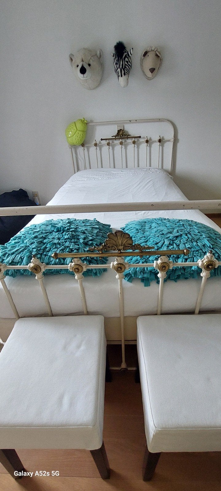 Vintage metalen bedframe - Eenpersoons, Ophalen, Gebruikt, Wit, Vintage, Klassiek