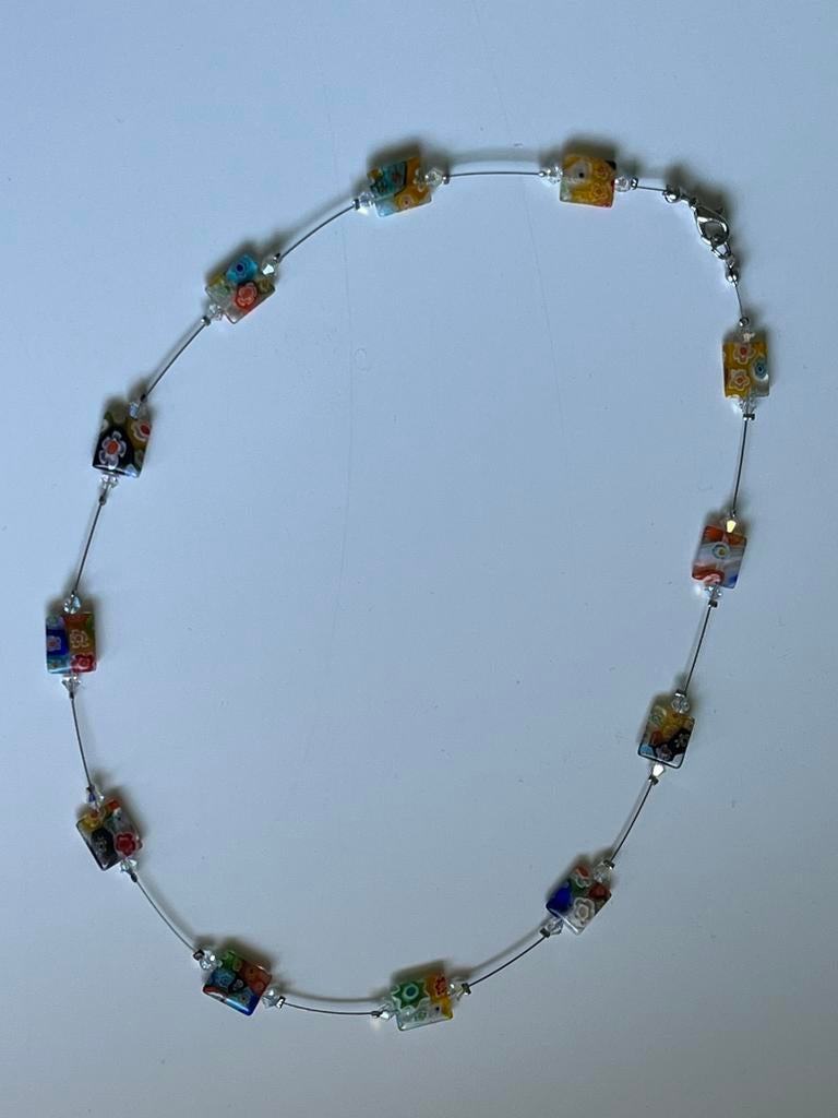 Murano Millefiori vierkante kralen ketting, Ophalen of Verzenden, Overige materialen, Ketting