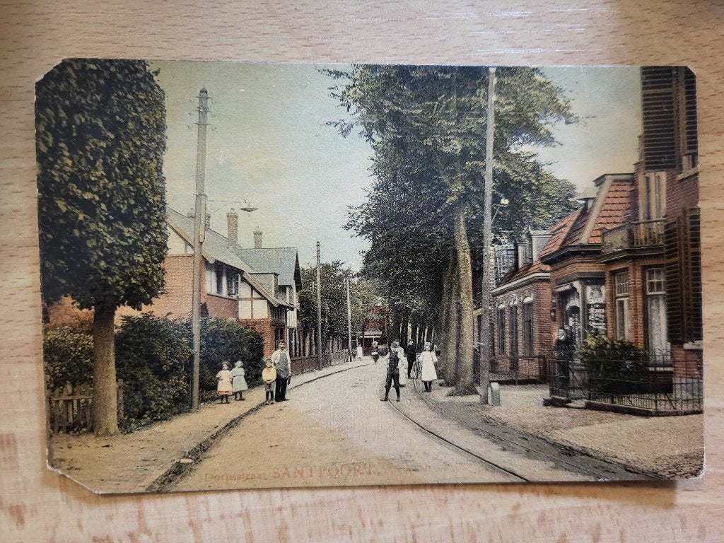 ansicht SANTPOORT Dorpsstraat, Ophalen of Verzenden, Voor 1920, Noord-Holland