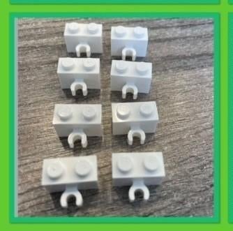 8 lego basis blokjes 1x2 met klemmetje in 2 kleuren, Ophalen of Verzenden, Nieuw, MOC (eigen creatie), Lego