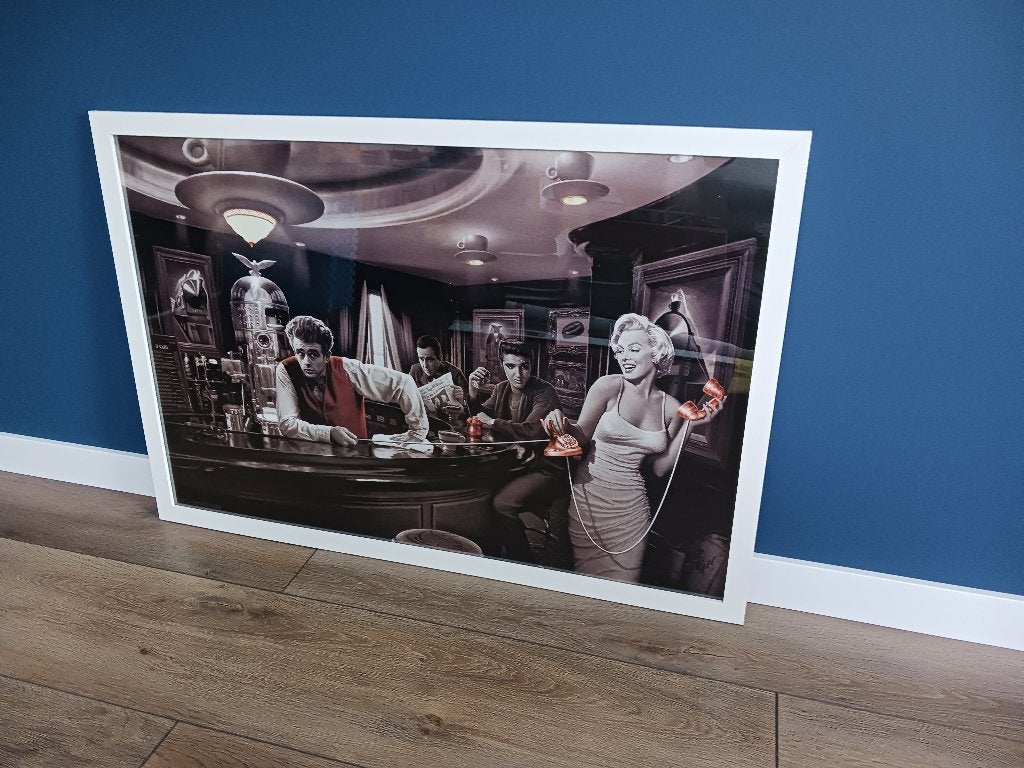 Marilyn Monroe Elvis Presley Inc Lijst Poster 61x91 CM, Ophalen, Zo goed als nieuw, A1 t/m A3, Film en Tv