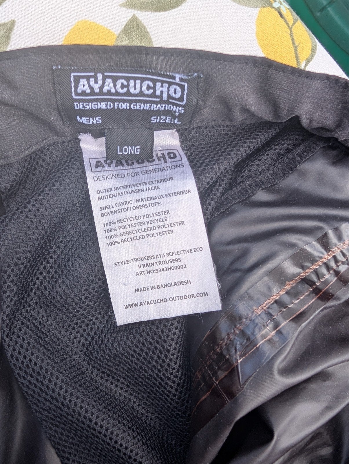 Ayacucho Regenbroek Heren Mt L - Zwart, Gerecycled Polyeste, Maat 52/54 (L), Zwart, Ophalen of Verzenden, Zo goed als nieuw