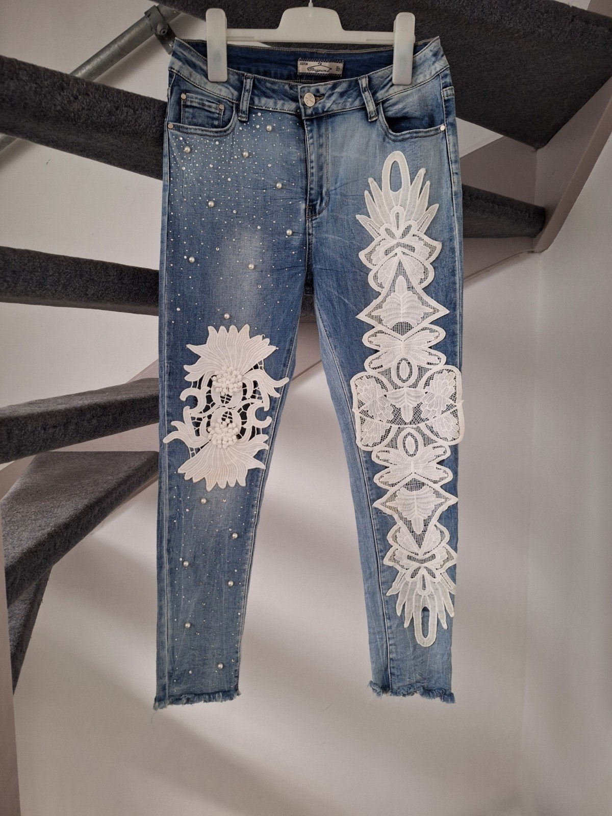 Dames Jeans met Parels en Kant - Maat 42, Blauw, Ophalen of Verzenden, Zo goed als nieuw, Original