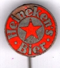 Heineken rood email op zilverkl speldje ( N_156), Verzamelen, Verzenden, Gebruikt, Merk, Speldje of Pin